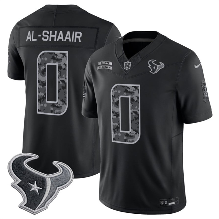Men's Houston Texans #0 Azeez Al-Shaair Black F.U.S.E. 2026 Salute to Service Limited Stitched Football Jersey