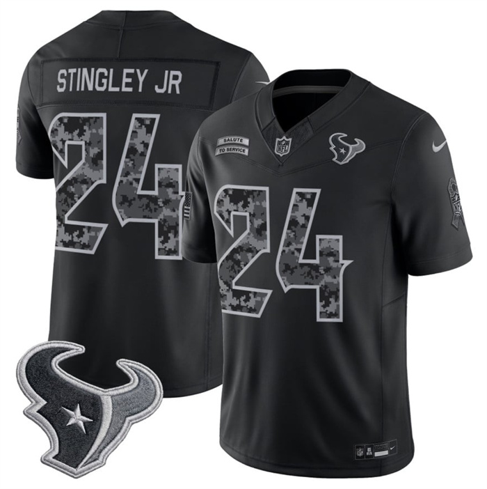 Men's Houston Texans #24 Derek Stingley Jr. Black F.U.S.E. 2026 Salute to Service Limited Stitched Football Jersey