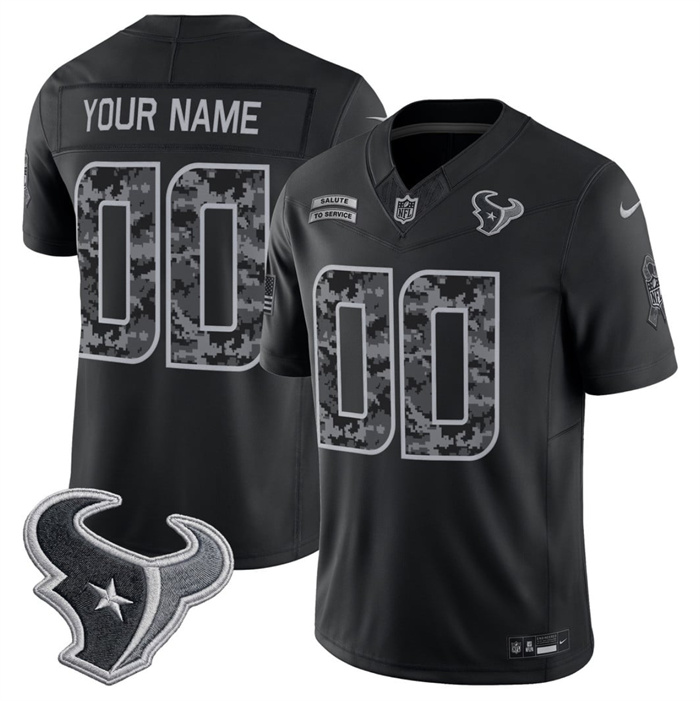 Men's Houston Texans Active Player Custom Black F.U.S.E. 2026 Salute to Service Limited Stitched Football Jersey
