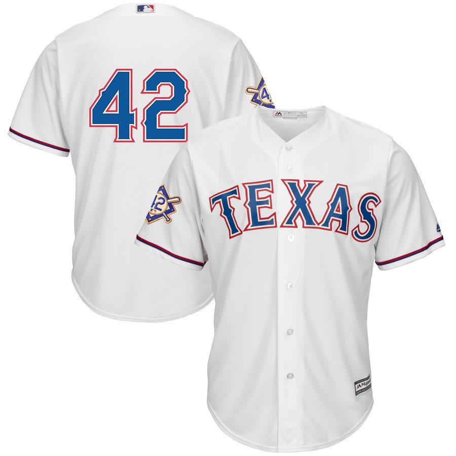 Texas Rangers #42 Majestic 2019 Jackie Robinson Day Official Cool Base Jersey White