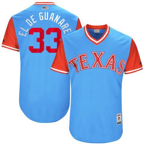 Rangers #33 Martin Perez Light Blue "El de Guanare" Players Weekend Authentic Stitched MLB Jersey