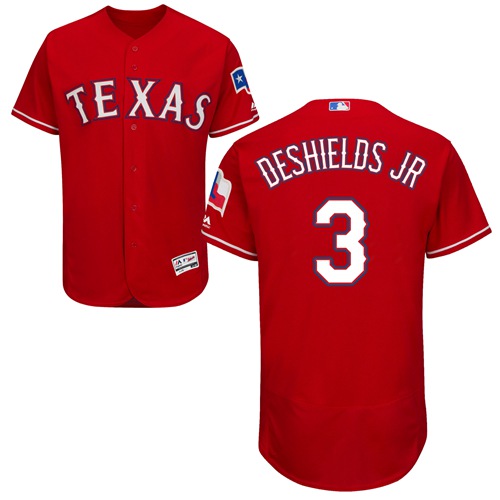 Rangers #3 Delino DeShields Jr. Red Flexbase Authentic Collection Stitched MLB Jersey
