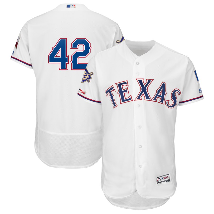 Texas Rangers #42 Majestic 2019 Jackie Robinson Day Flex Base Jersey White