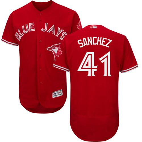 Blue Jays #41 Aaron Sanchez Red Flexbase Authentic Collection Canada Day Stitched MLB Jersey Blue Jays #41 Aaron Sanchez Red Flexbase Authentic Collection Canada Day Stitched MLB Jersey