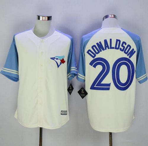Blue Jays #20 Josh Donaldson Cream/Blue Exclusive New Cool Base Stitched MLB Jersey Blue Jays #20 Josh Donaldson Cream/Blue Exclusive New Cool Base Stitched MLB Jersey