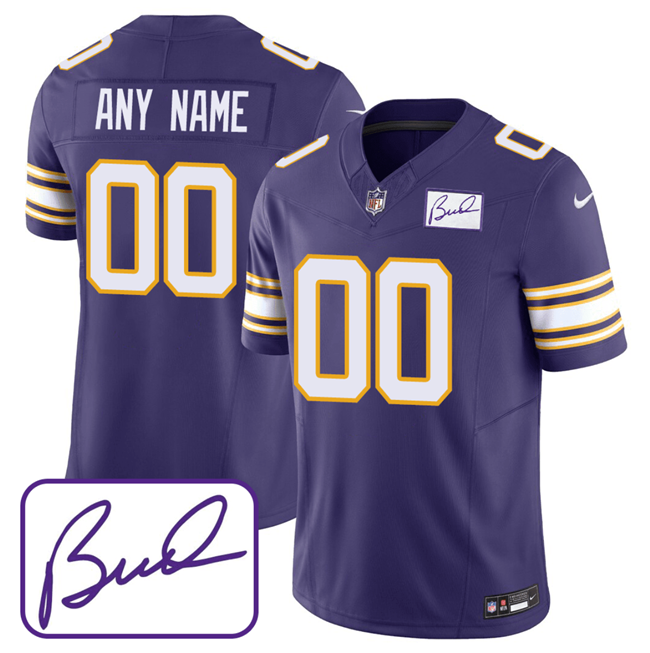 Men's Minnesota Vikings Active Player Custom Purple 2023 F.U.S.E. Bud Grant patch Limited Stitched Jersey