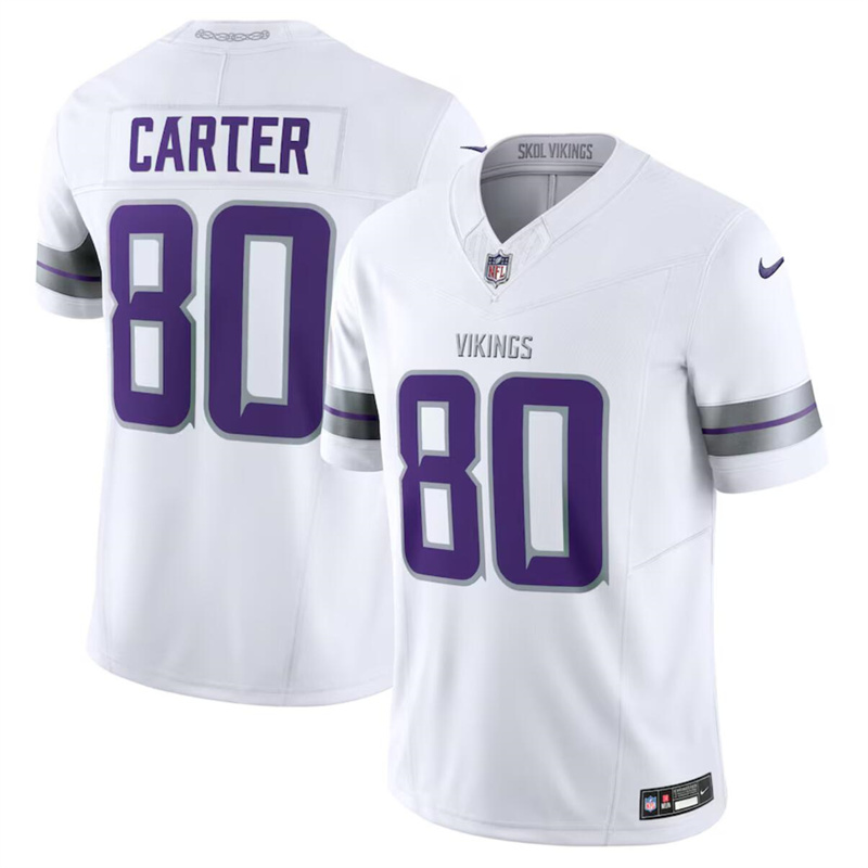 Men's Minnesota Vikings #80 Cris Carter White F.U.S.E. Winter Warrior Limited Stitched Jersey