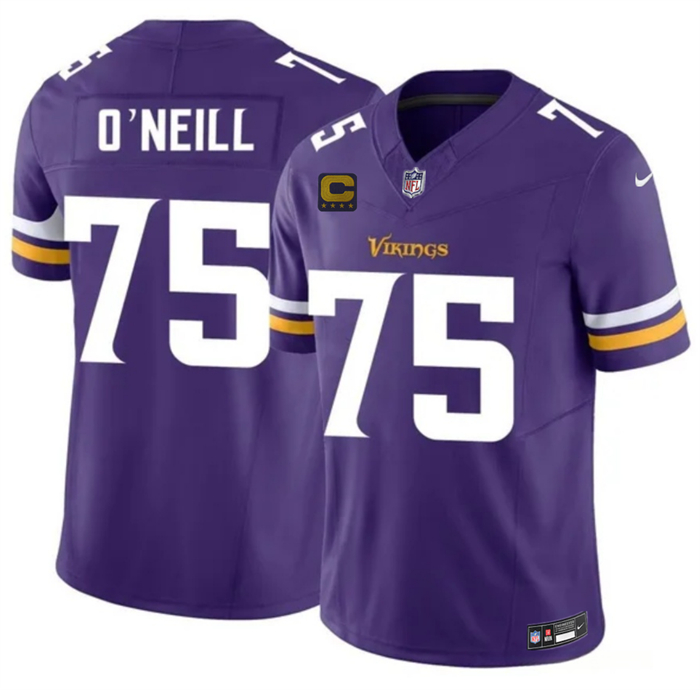 Men's Minnesota Vikings #75 Brian O'Neill White 2026 F.U.S.E. 4-Star C Patch Vapor Untouchable Limited Stitched Jersey