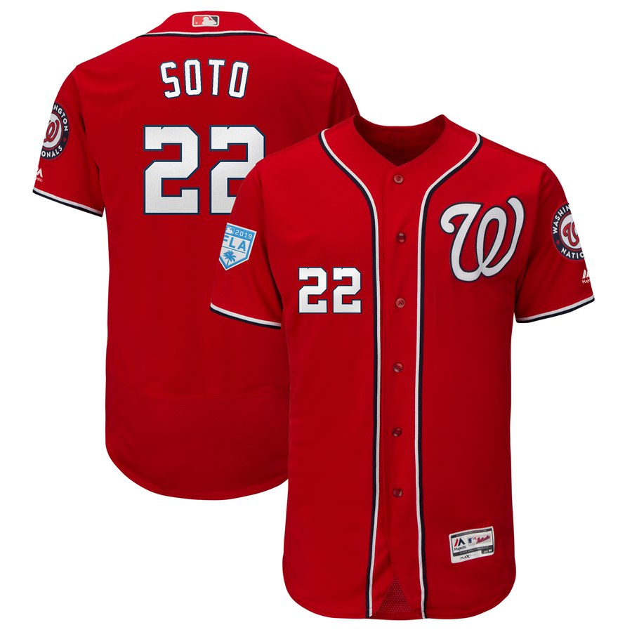 Nationals #22 Juan Soto Red Alternate 2019 Spring Training Flex Base Stitched MLB Jersey