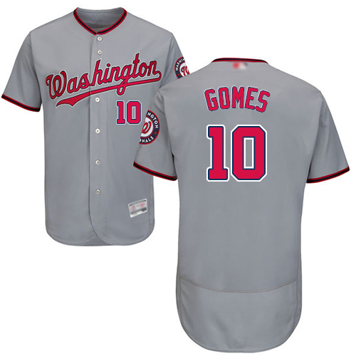 Nationals #10 Yan Gomes Grey Flexbase Authentic Collection Stitched MLB Jersey