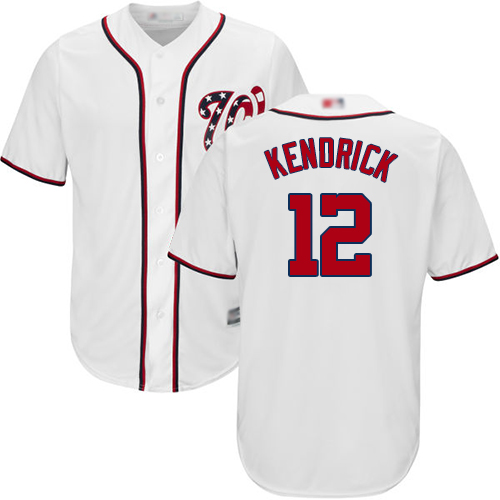 Nationals #12 Howie Kendrick White Cool Base Stitched MLB Jersey