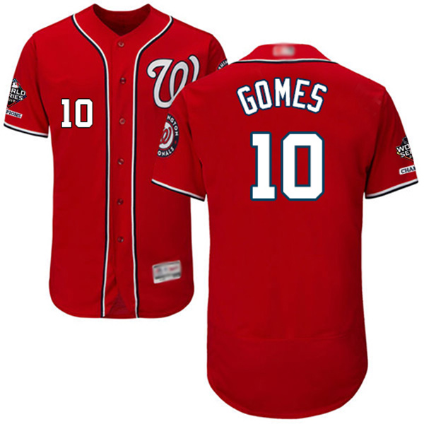 Nationals #10 Yan Gomes Red Flexbase Authentic Collection 2019 World Series Champions Stitched MLB Jersey