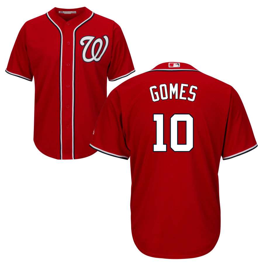 Nationals #10 Yan Gomes Red Cool Base Stitched MLB Jersey