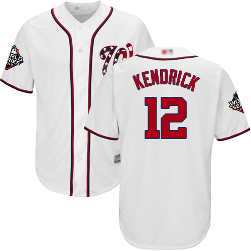 Nationals #12 Howie Kendrick White Cool Base 2019 World Series Champions Stitched MLB Jersey