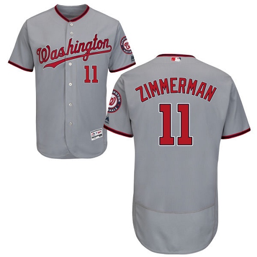 Nationals #11 Ryan Zimmerman Grey Flexbase Authentic Collection Stitched MLB Jersey