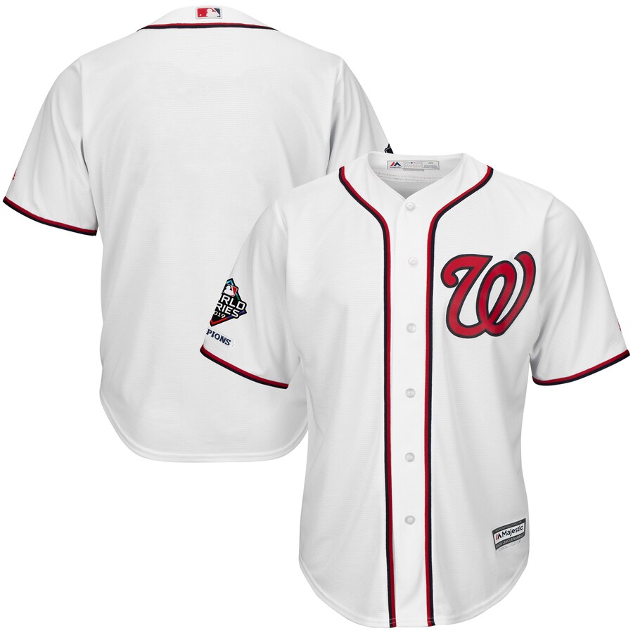 Washington Nationals Majestic 2019 World Series Champions Home Official Cool Base Bar Patch Jersey White