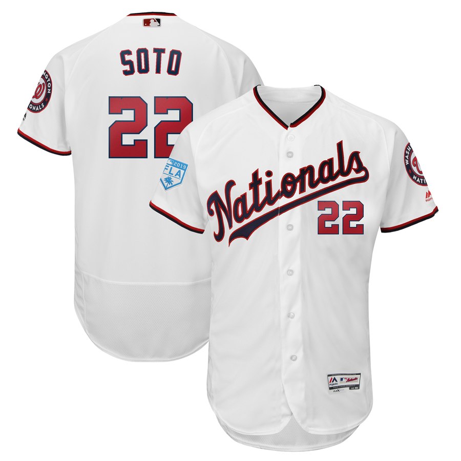 Nationals #22 Juan Soto White 2019 Spring Training Flex Base Stitched MLB Jersey