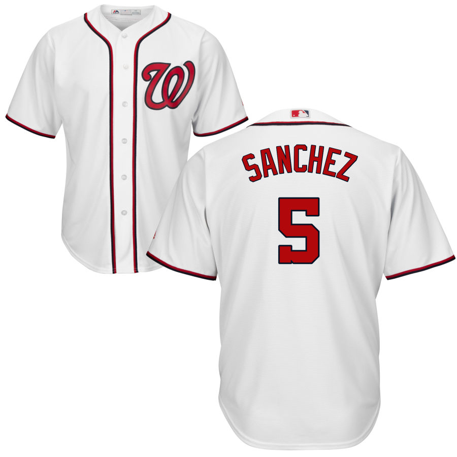 Washington Nationals #5 Adrian Sanchez Cool Base White Stitched MLB Jersey