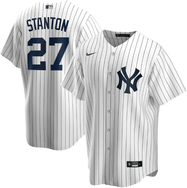 Men's New York Yankees #27 Giancarlo Stanton White MLB Cool Base Stitched Jersey