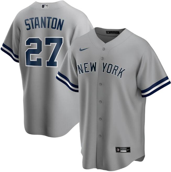 Men's New York Yankees #27 Giancarlo Stanton Grey MLB Cool Base Stitched Jersey
