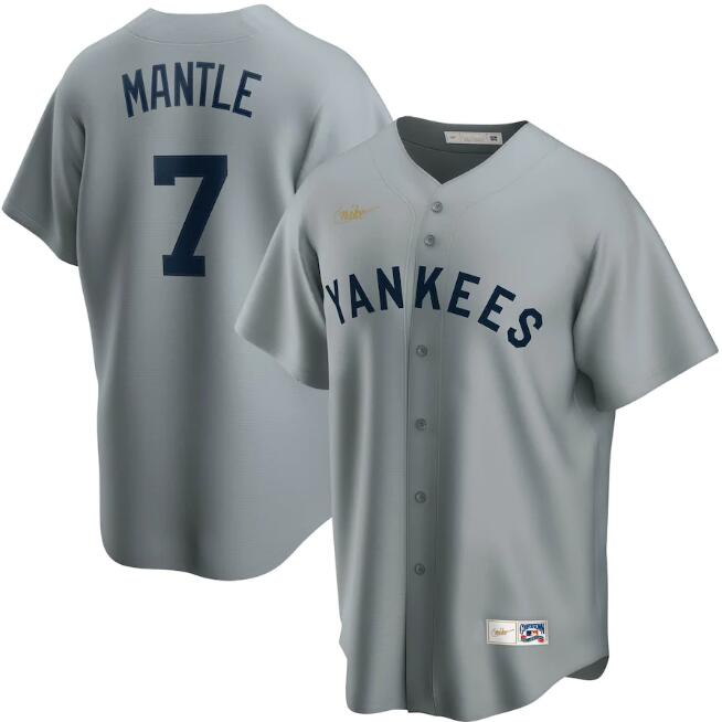 Men's New York Yankees #7 Mickey Mantle Grey MLB Cool Base Stitched Jersey