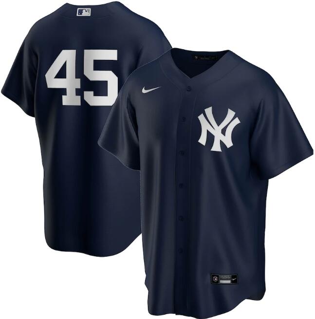 Men's New York Yankees #45 Gerrit Cole Navy MLB Cool Base Stitched Jersey