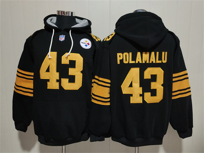 Men's Pittsburgh Steelers #43 Troy Polamalu Black Ageless Must-Have Lace-Up Pullover Hoodie