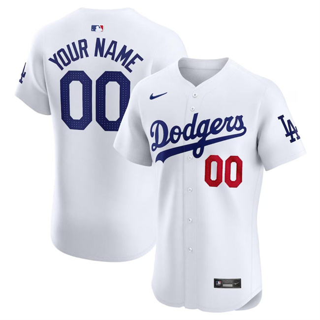Men's Los Angeles Dodgers Active Player Custom White 2024 Home Elite Stitched Jersey