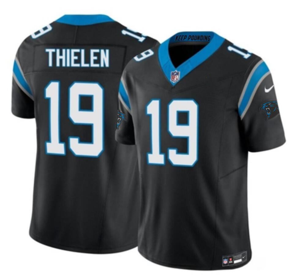 Men's Carolina Panthers #19 Adam Thielen Black 2023 F.U.S.E. Vapor Untouchable Stitched Football Jersey