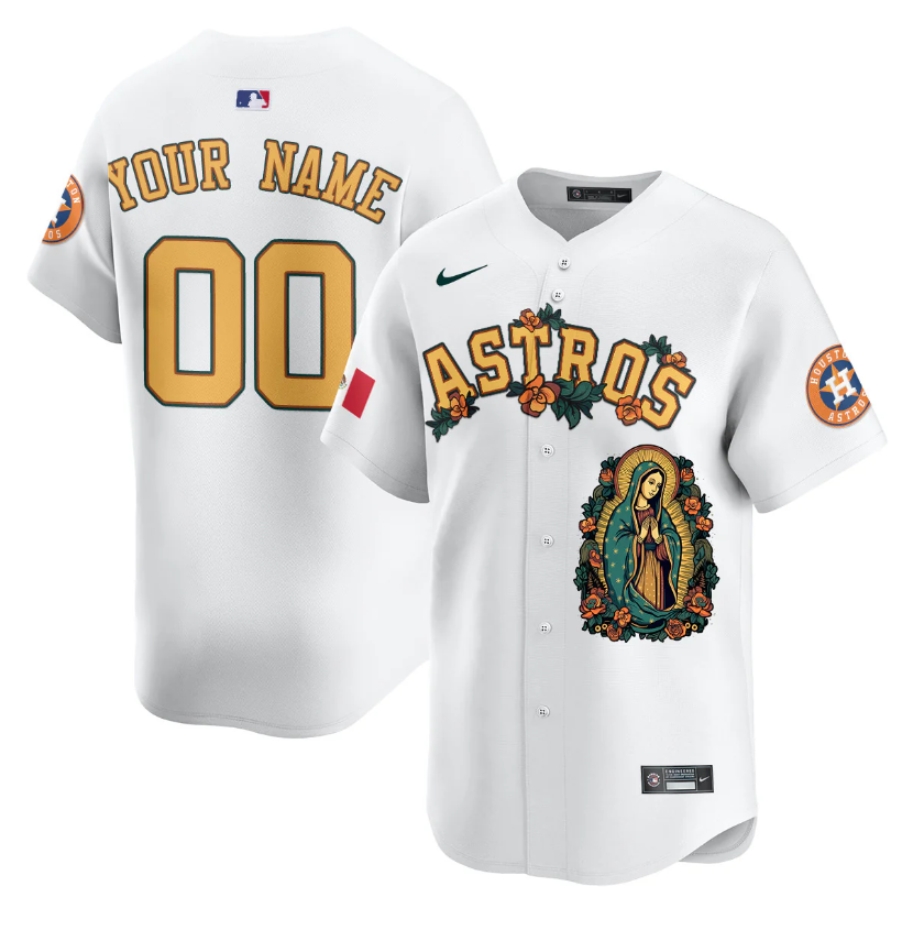 Men's Houston Astros Active Player Custom White Limited Print Baseball Jersey