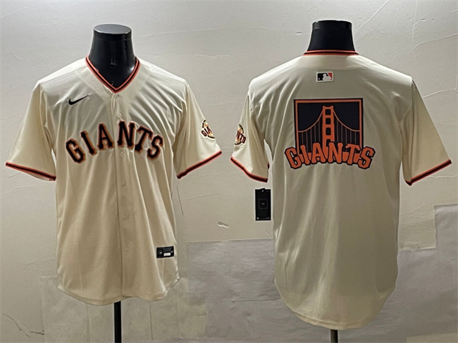 Men's San Francisco Giants Cream Team Big Logo Limited Stitched Baseball Jersey Men's San Francisco Giants Cream Team Big Logo Limited Stitched Baseball Jersey