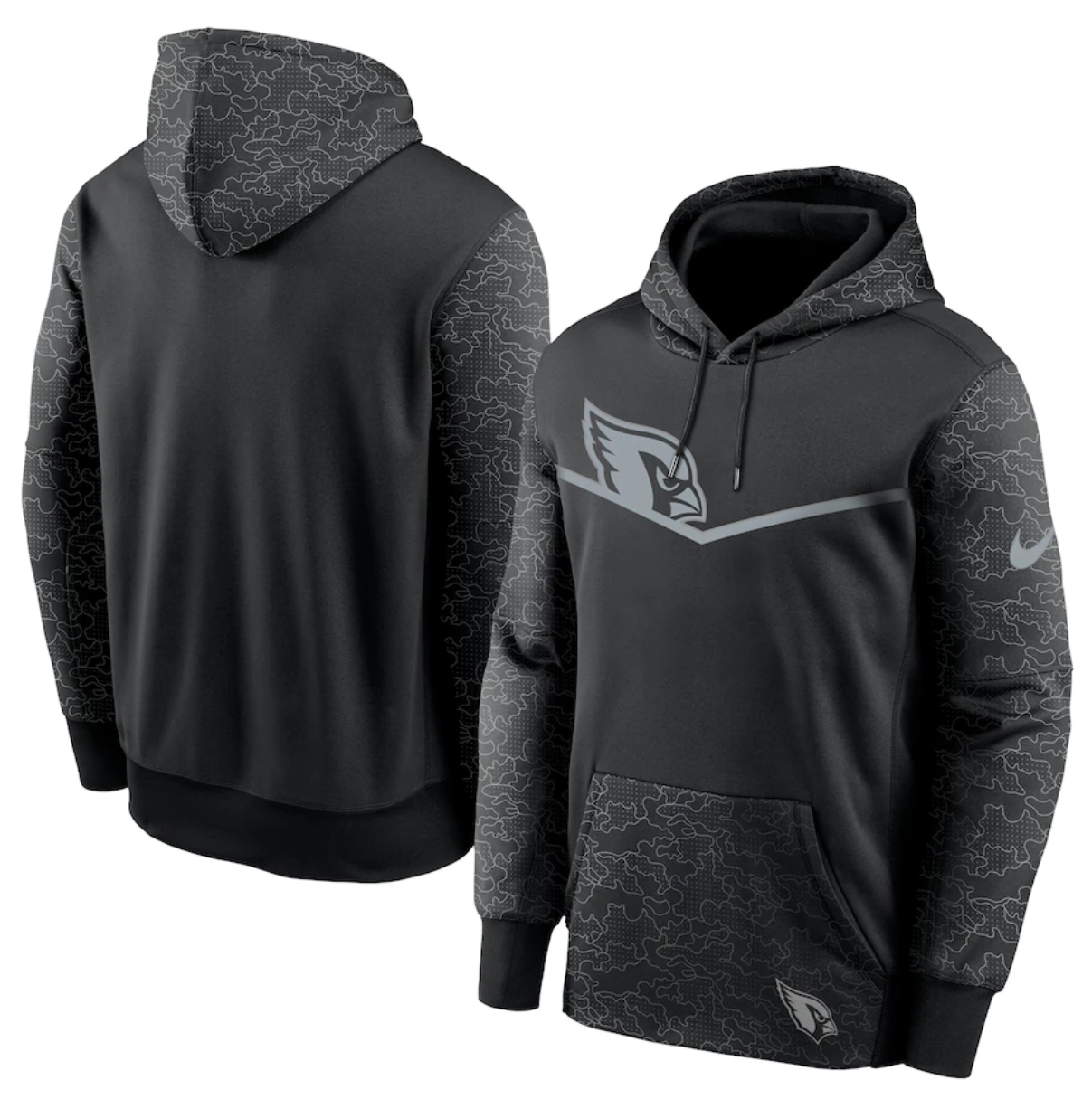 Men's Arizona Cardinals Black Reflective Therma Hoodie