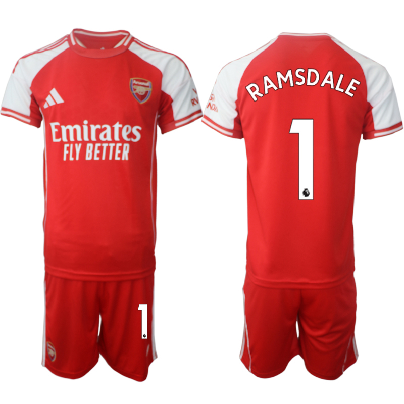 Men's Arsenal F.C #1 Aaron Ramsdale Red 2025 Home Soccer Jersey Suit