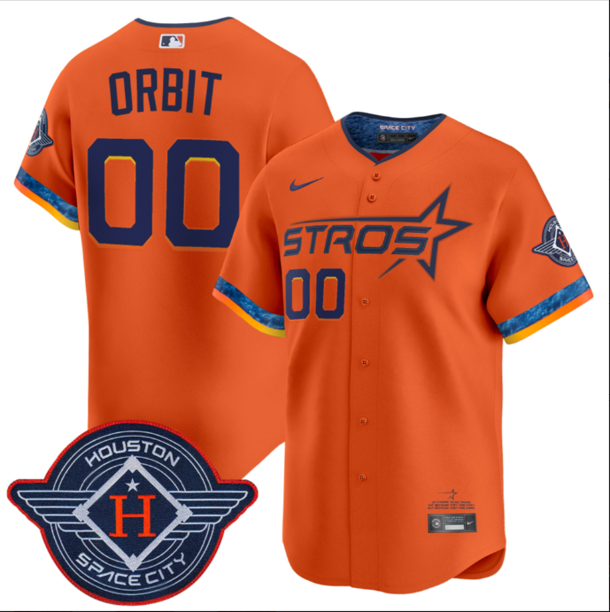 Men's Houston Astros Active Player Custom Orange 2025 City Connect Limited Stitched Baseball Jersey