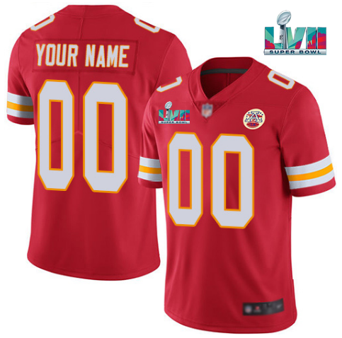 Men’s Kansas City Chiefs Active Player Custom Red Super Bowl LVII Patch Vapor Untouchable Limited Stitched Jersey