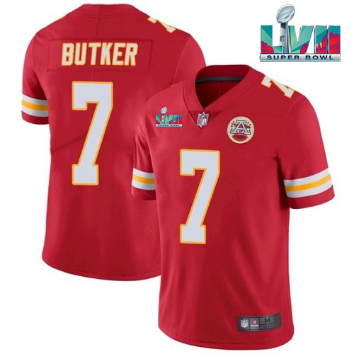 Men’s Kansas City Chiefs #7 Harrison Butker Red Super Bowl LVII Patch Vapor Untouchable Limited Stitched Jersey Men’s Kansas City Chiefs #7 Harrison Butker Red Super Bowl LVII Patch Vapor Untouchable Limited Stitched Jersey