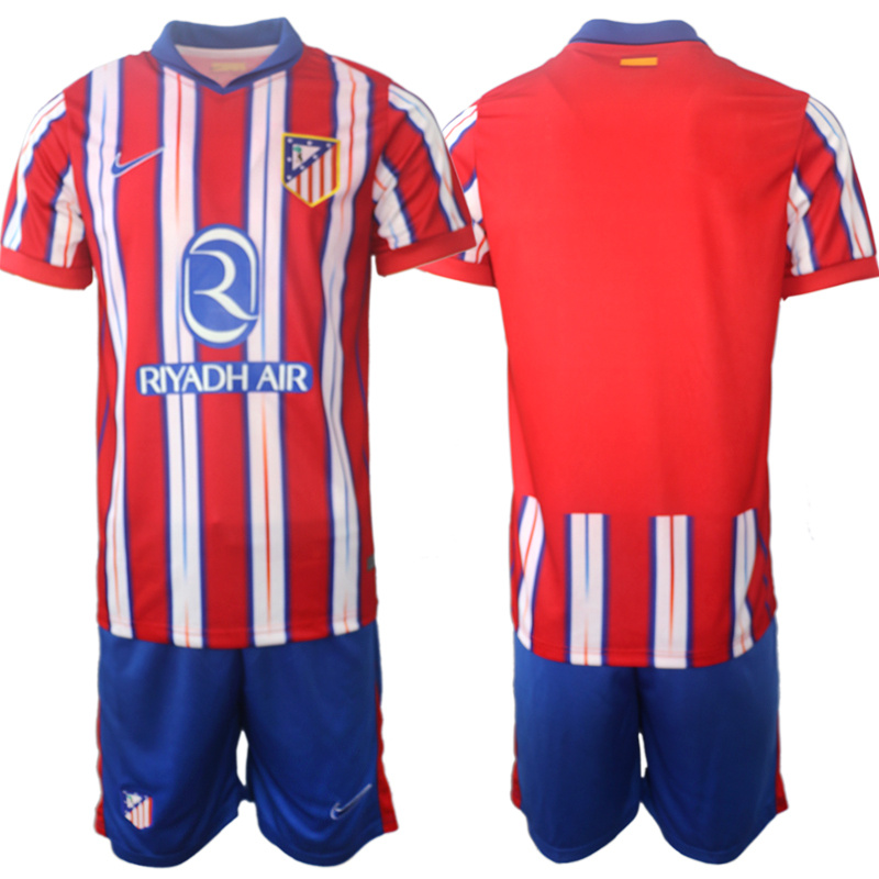 Men's Athletic De Madrid Custom 2024-25 Red/White Home Soccer Jersey Suit