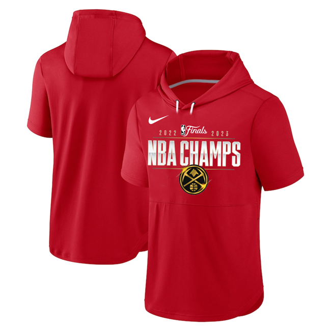 Men's Denver Nuggets Red Champions Performance Short Sleeve Pullover Hoodie Men's Denver Nuggets Red Champions Performance Short Sleeve Pullover Hoodie