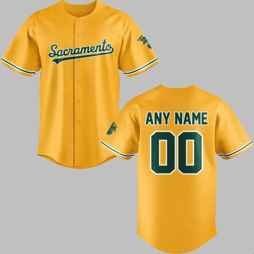 Men's Oakland Athletics Custom 2026 Gold Sacramento Baseball Jersey