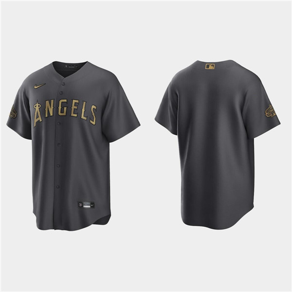 Men's Los Angeles Angels Blank 2022 All-Star Charcoal Cool Base Stitched Jersey