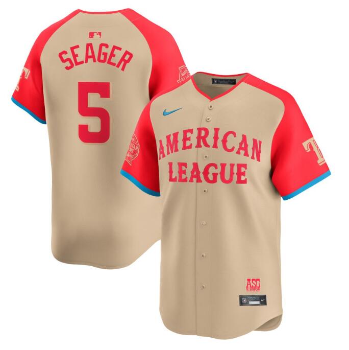 Men's American League #5 Corey Seager Cream 2024 All-Star Limited Stitched Baseball Jersey