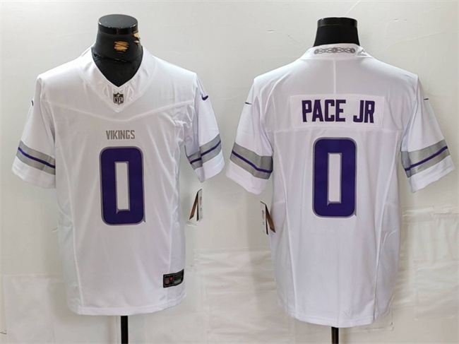 Men's Minnesota Vikings #0 Ivan Pace Jr. White 2024 F.U.S.E. Winter Warrior Limited Stitched Football Jersey