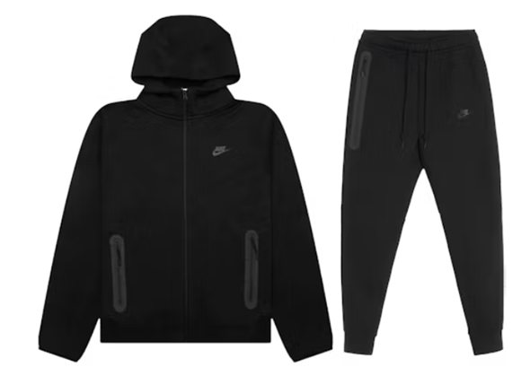 Men's Black Tech Fleece Full-Zip Hoodie & Joggers Set