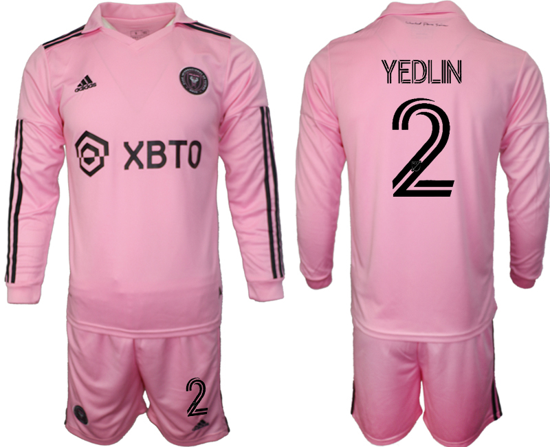 Men's Inter Miami CF #2 Yedlyn 2023/24 Pink Home Soccer Jersey Suit