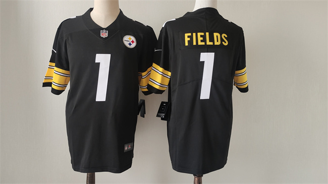 Men's Pittsburgh Steelers #1 Justin Fields Black Vapor Untouchable Limited Stitched Jersey