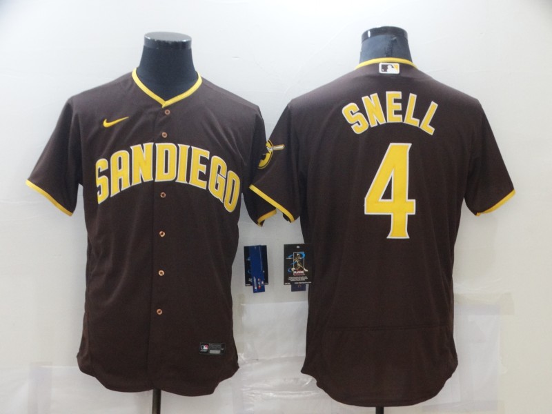 Men's San Diego Padres #4 Blake Snell 2020 Brown Flex Base Stitched Baseball Jersey