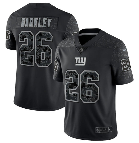 Men's New York Giants #26 Saquon Barkley Black Reflective Limited Stitched Football Jersey Men's New York Giants #26 Saquon Barkley Black Reflective Limited Stitched Football Jersey