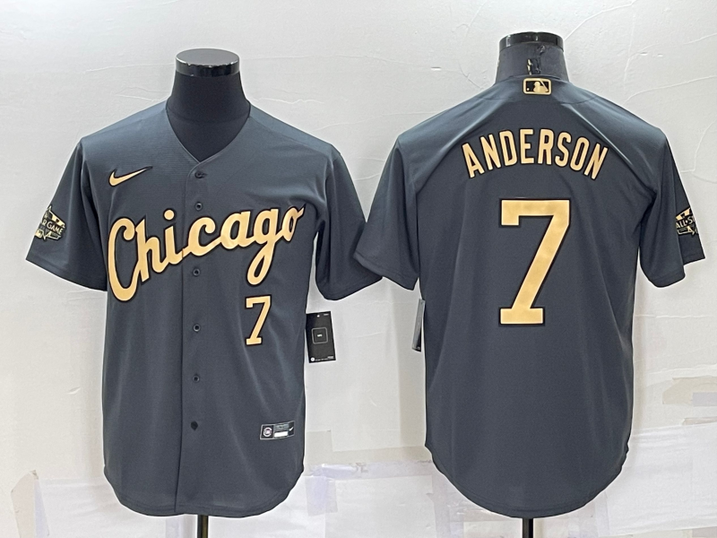 Men's Chicago White Sox #7 Tim Anderson 2022 All-Star Charcoal Cool Base Stitched Baseball Jersey