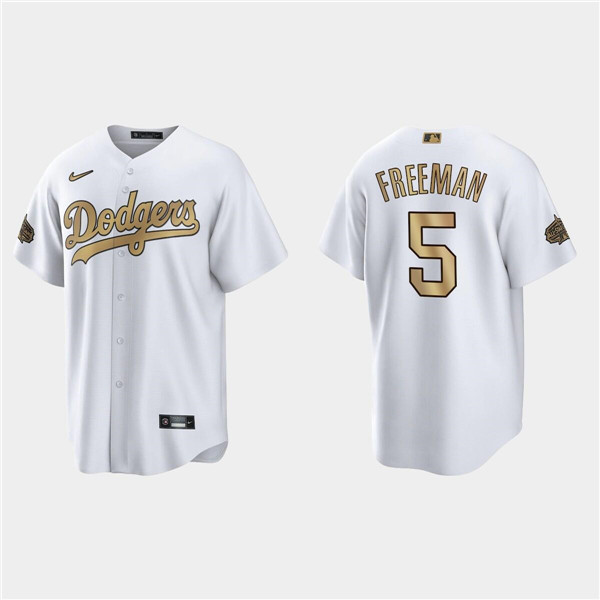Men's Los Angeles Dodgers #5 Freddie Freeman 2022 All-Star White Cool Base Stitched Baseball Jersey