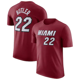 Men's Miami Heat #22 Jimmy Butler Red 2022/23 Statement Edition Name & Number T-Shirt
